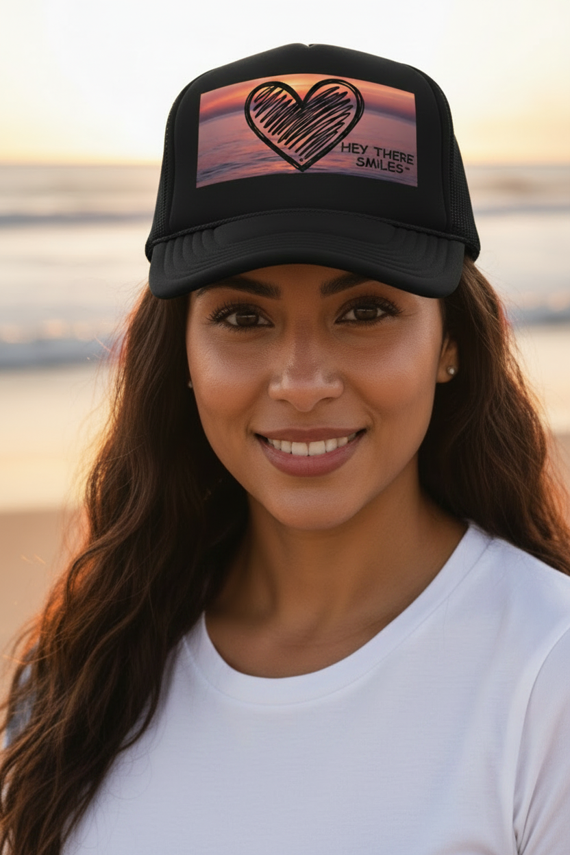 Sunset Love Trucker Hat - Mesh Snapback Cap | Beach Hat