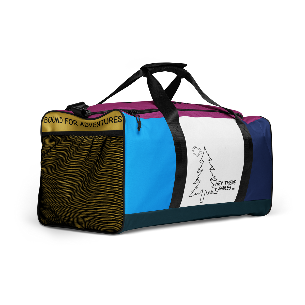 Hey There Smiles duffle bag — adventure-ready bags for travel and outdoor exploring